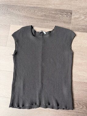 Zara Black Ribbed Knit Top